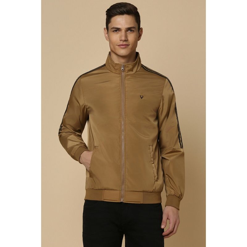 Allen Solly Men Brown Solid Casual Bomber Jacket (M)