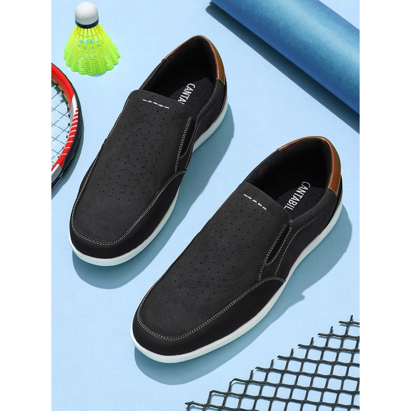 Cantabil Men Dark-Grey Self Design Comfortable Casual Loafers (UK 8)