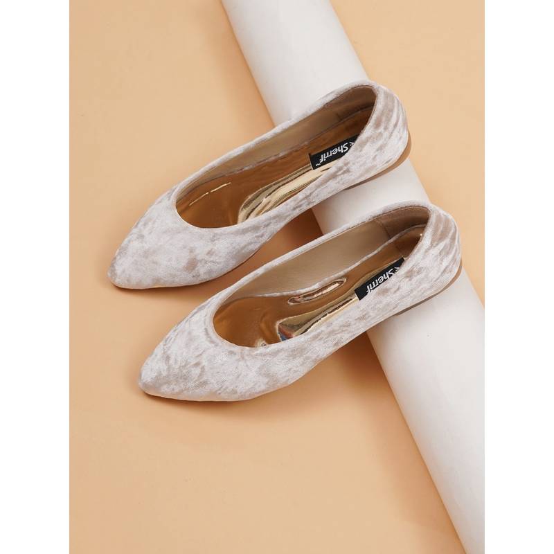 Sherrif Shoes Women's Cream Casual Slip-On Pointed Toe Solid Ballerina (EURO 41)
