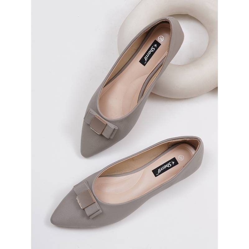 Sherrif Shoes Women's Grey Casual Slip-On Pointed Toe Solid Ballerina (EURO 40)