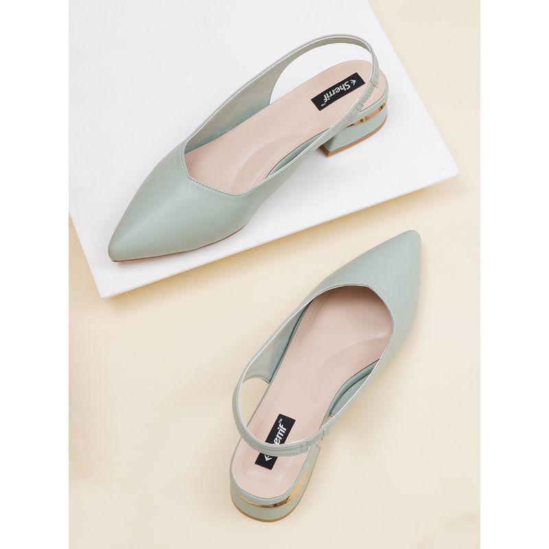 Sherrif Shoes Women's Green Casual Slip-On Pointed Toe Solid Mules Heels (EURO 40)