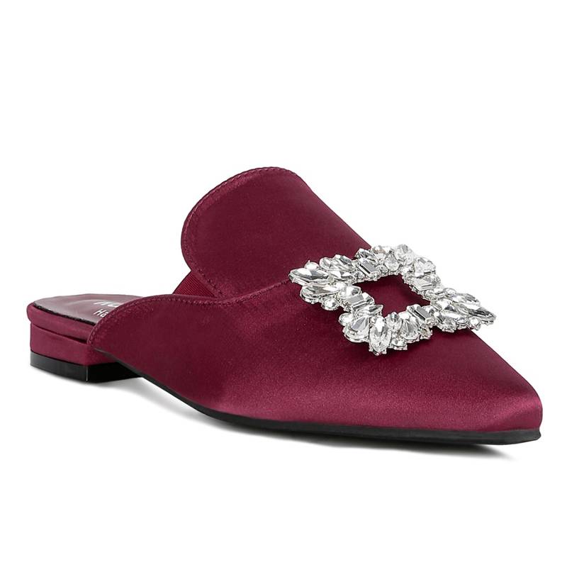 Rag & Co Embellished Burgundy Mules (EURO 37)