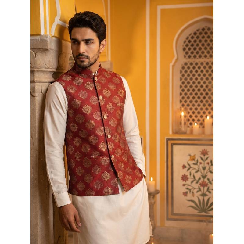 Jompers Men'S Printed Nehru Jacket (L)
