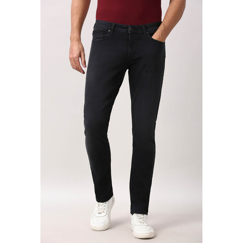 Peter England Men Black Solid Slim Fit Casual Jeans (32)