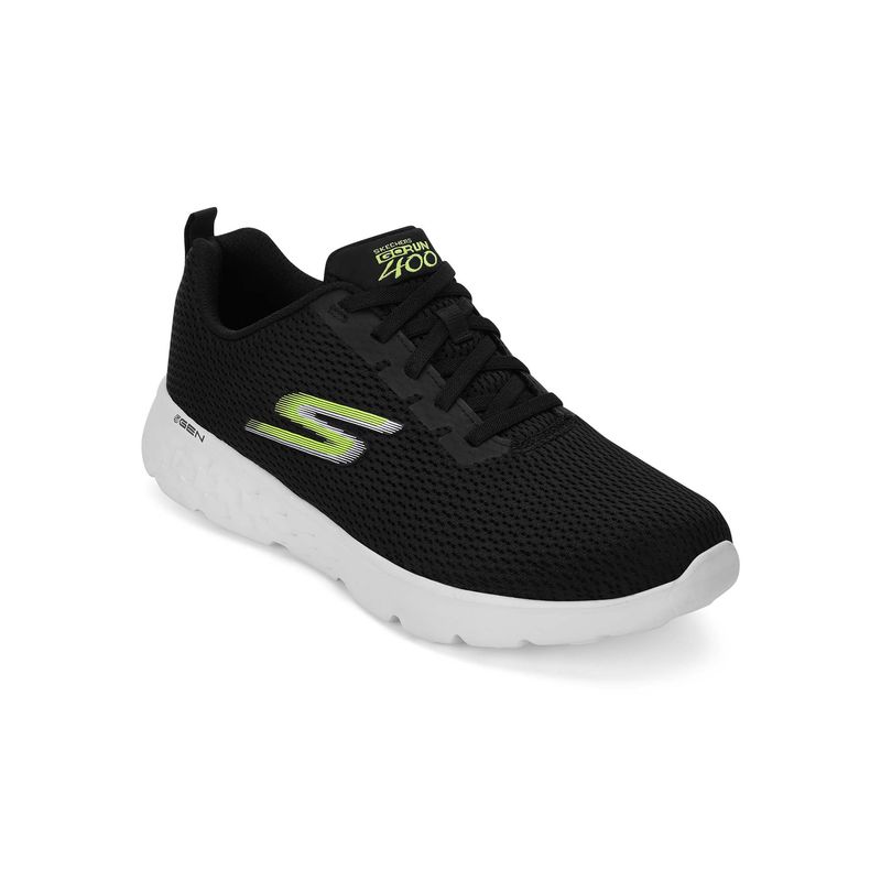 SKECHERS Mens GO RUN 400 Black Lime Running Shoes (US 7)