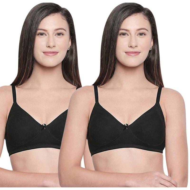 Bodaycare B, C & D Cup Perfect Coverage Bra In 100% Cotton-Pack Of 2 - Black (34D)