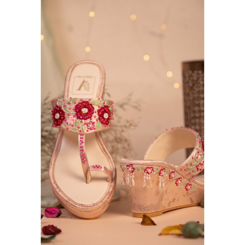 House of Vian Rouge Pink Embellished Wedges (EURO 41)