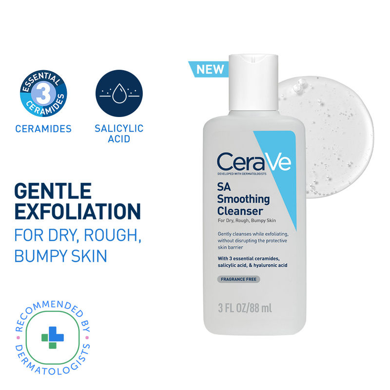 CeraVe SA Smoothing Cleanser Face wash with Salicylic Acid for Dry & Bumpy Skin