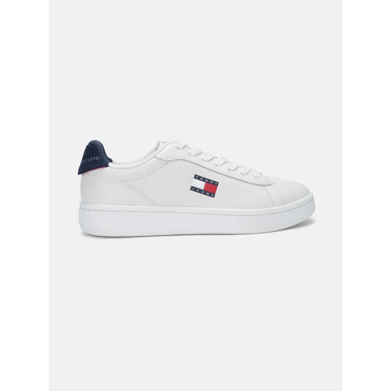 Tommy Hilfiger Solid White Leather Sneakers (EURO 36)