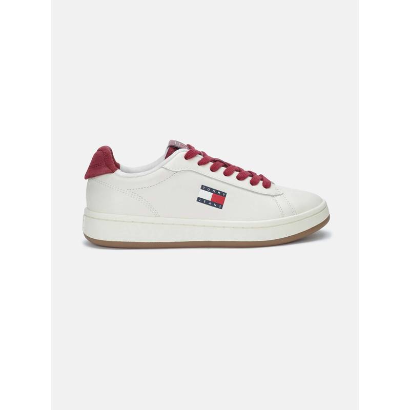 Tommy Hilfiger Solid Maroon Leather Sneakers (EURO 36)
