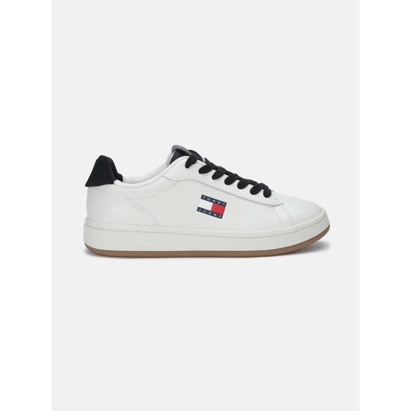Tommy Hilfiger Solid Black Leather Sneakers (EURO 39)