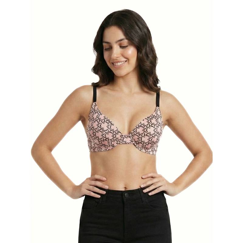 Curwish Enchantress Love Loops Printed Push-Up Bra Pink (30C)