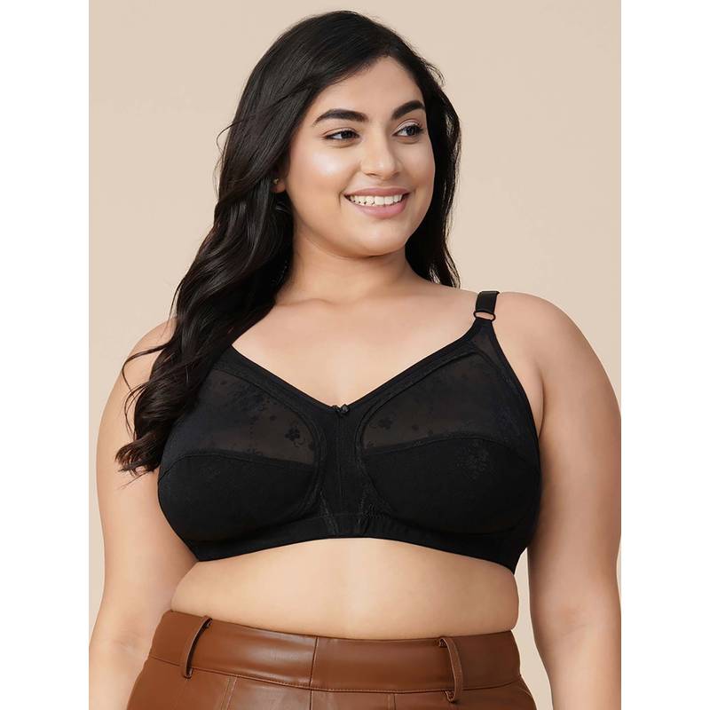 Groversons Paris Beauty Womens Wire-Free Full-Coverage Net Bra - Soft Support In Black (38B)