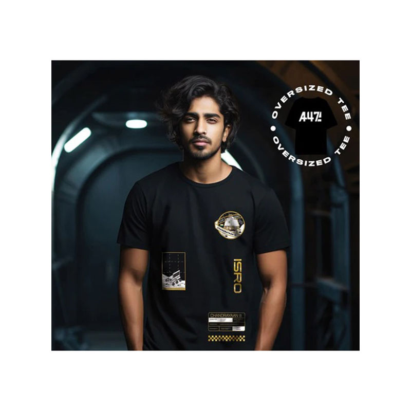 A47 Isro Chandrayan 3 Black Classic T-Shirt (XL)