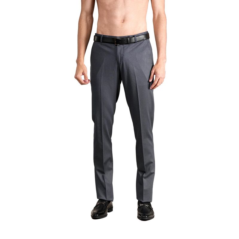 Buy Cantabil Men Navy Blue Self Design Formal Trouser Online