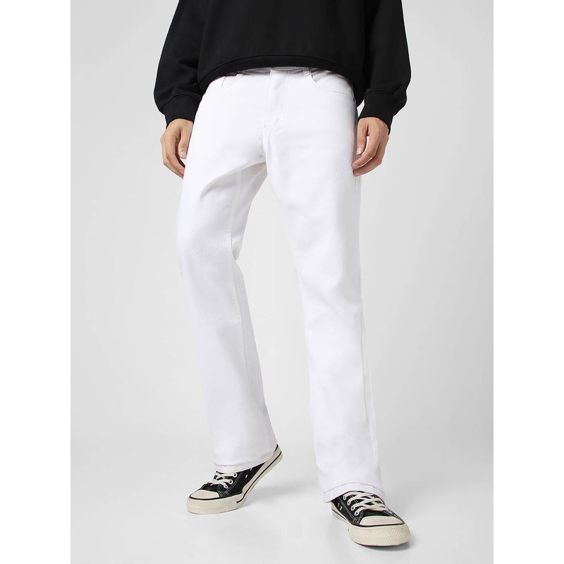 Urbano Fashion Mens White Washed Bootcut Stretchable Jeans (34)