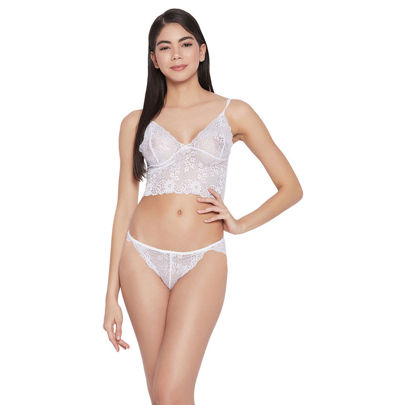 Secrets By ZeroKaata Women Lace Lingerie Set - White (XXL)