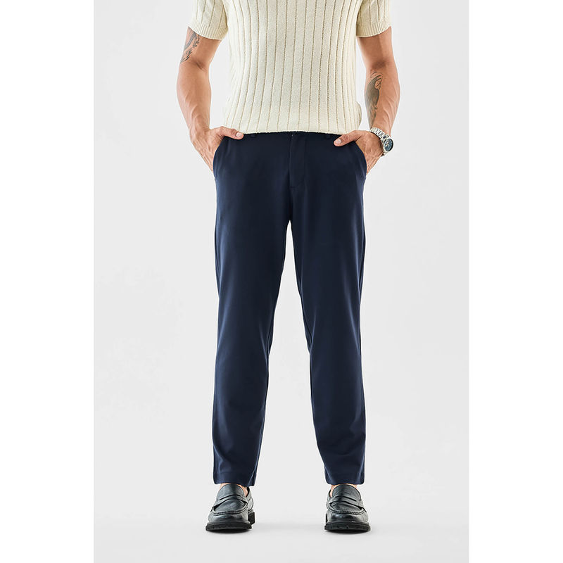 Snitch Navy Blue Plain Slim Formal Trouser (36)