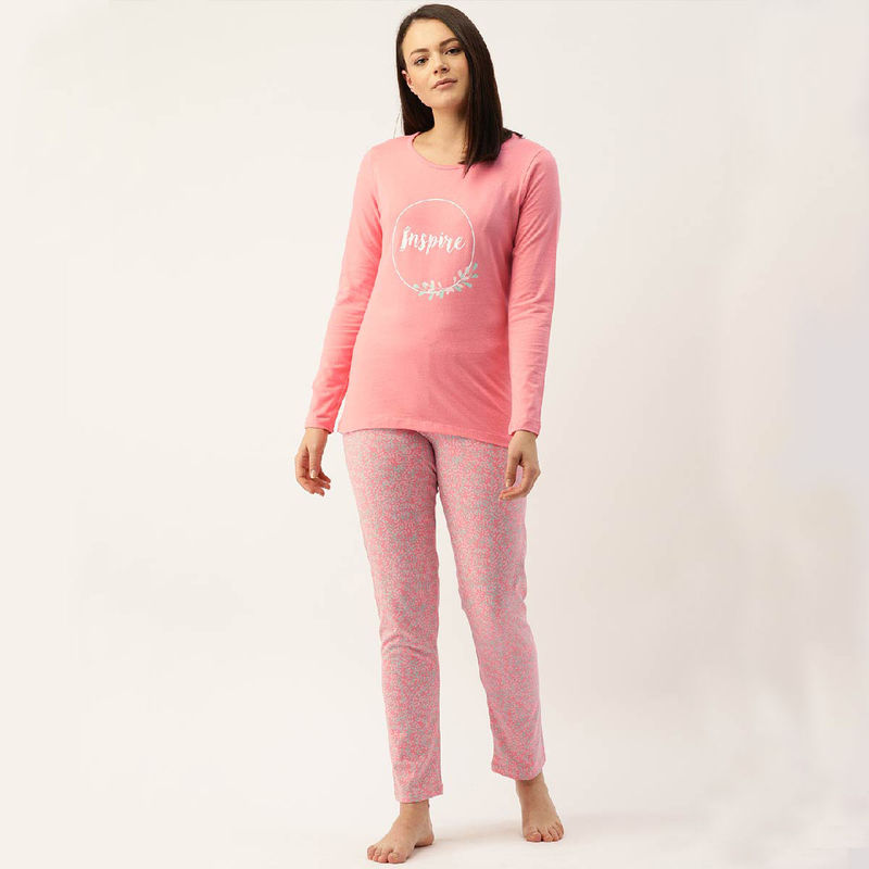 mackly Women Printed Night Suit - Pink (XXL)