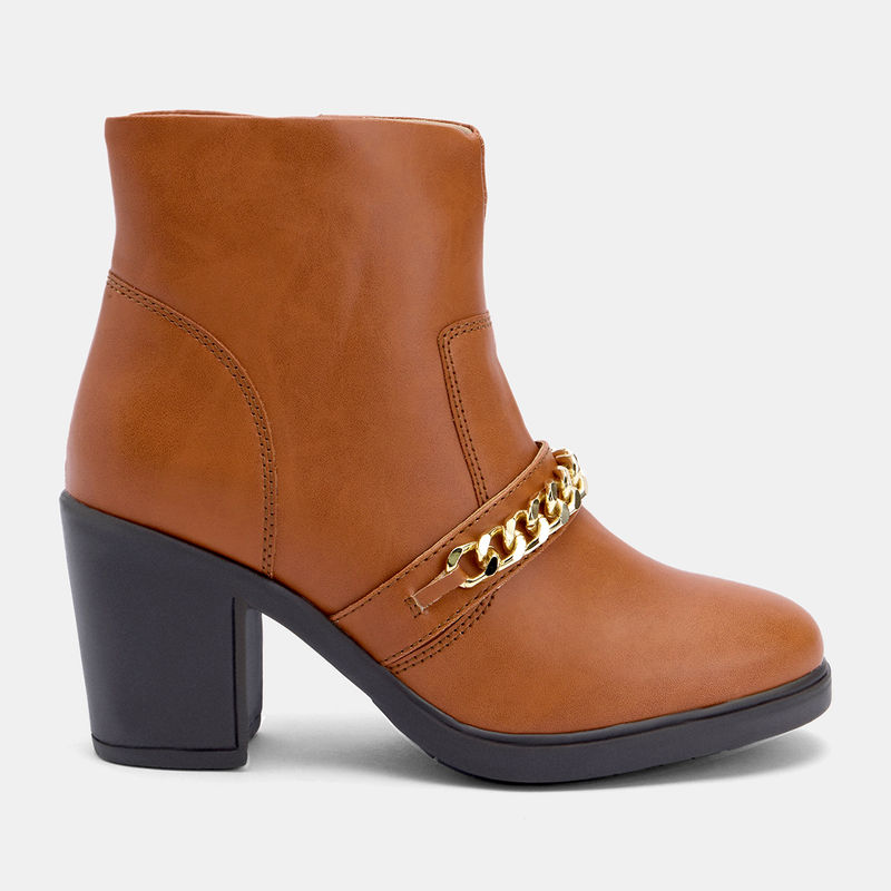 IYKYK by Nykaa Fashion Edgy Tan Over-The-Ankle Boots (Euro 37)