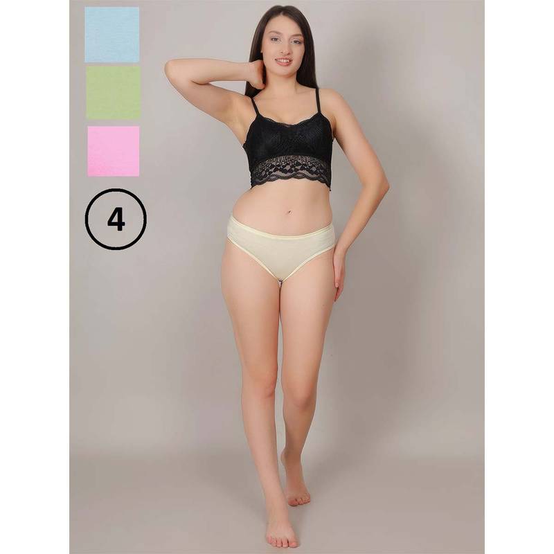 Mod & Shy Women Multi-Color Solid Hipster Panties (Pack of 4) (S)