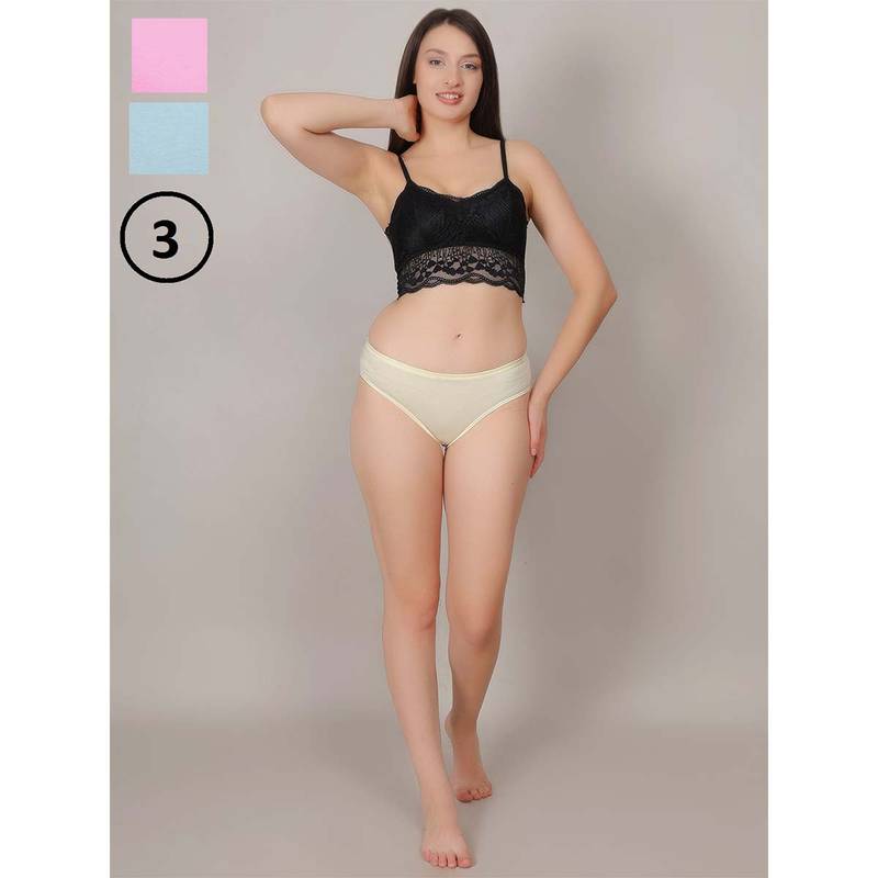 Mod & Shy Women Multi-Color Solid Hipster Panties (Pack of 3) (S)
