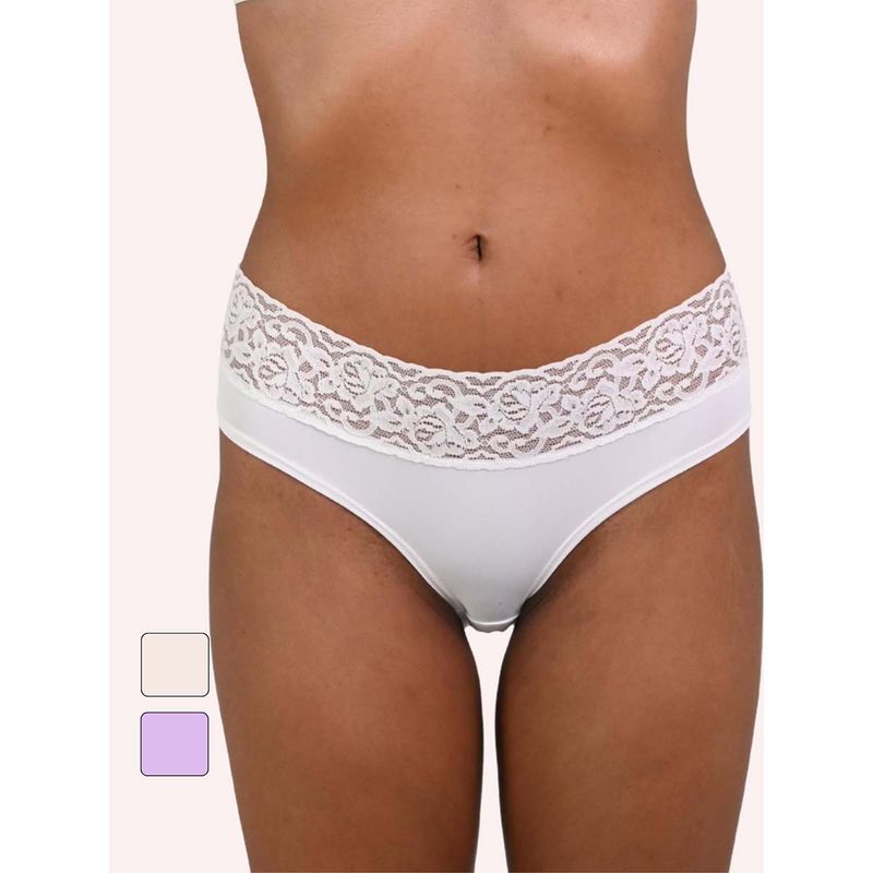 TFW Women Hipster Solid Panties with Lace Trims (Pack of 3) (M)