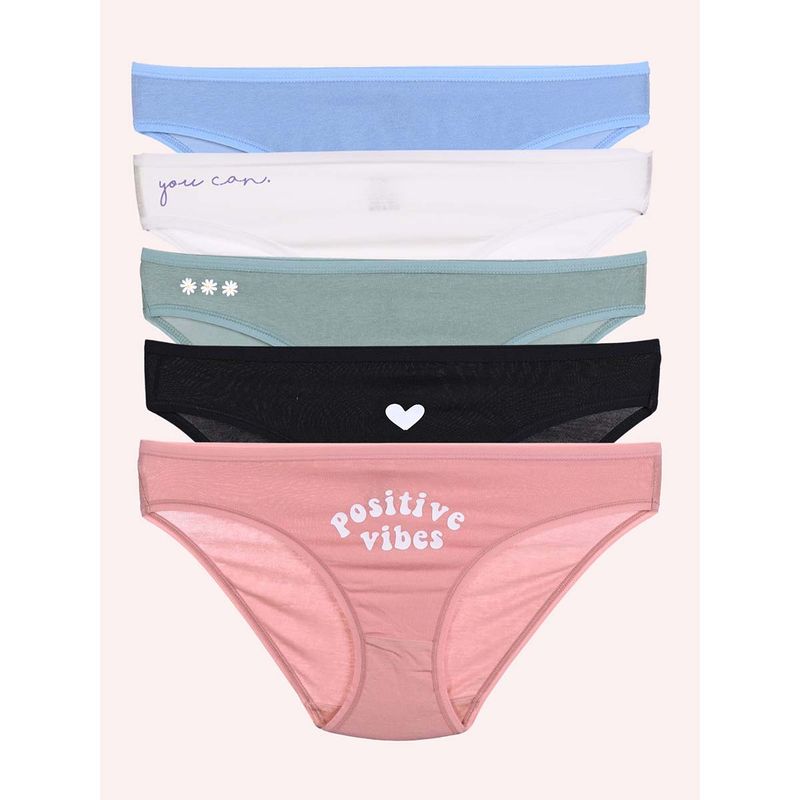 TFW Women Printed Cotton Hipster (Pack of 5) (S)