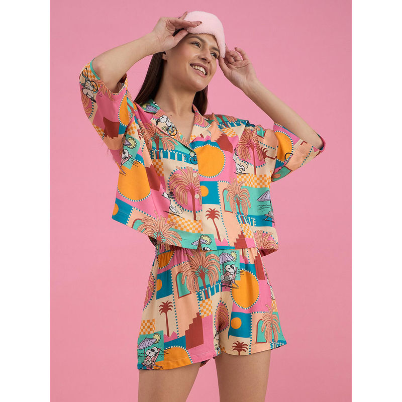 Sweet Dreams Women Multi-Color Printed Front-Open Shorts (Set of 2) (XL)