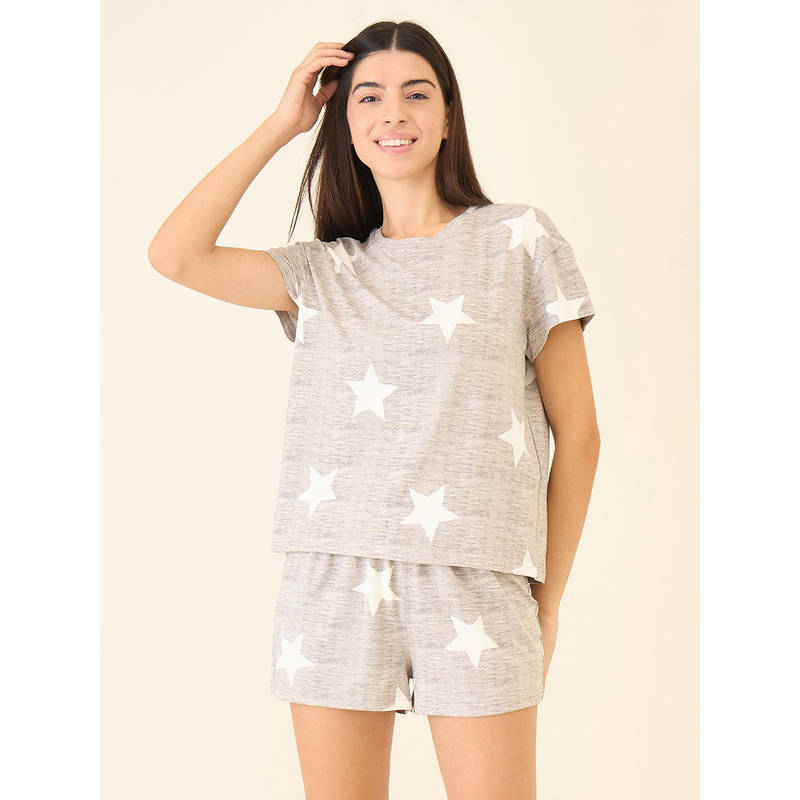 Sweet Dreams Women Grey Printed Shorts (Set of 2) (L)