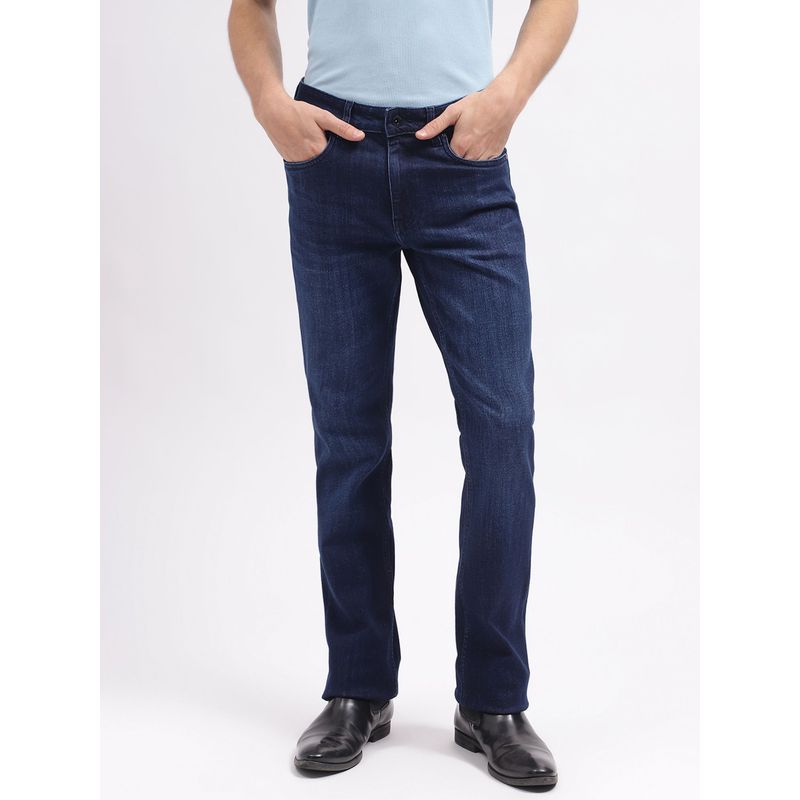 LINDBERGH Men Blue Solid Bootcut Mid-Rise Jeans (36)