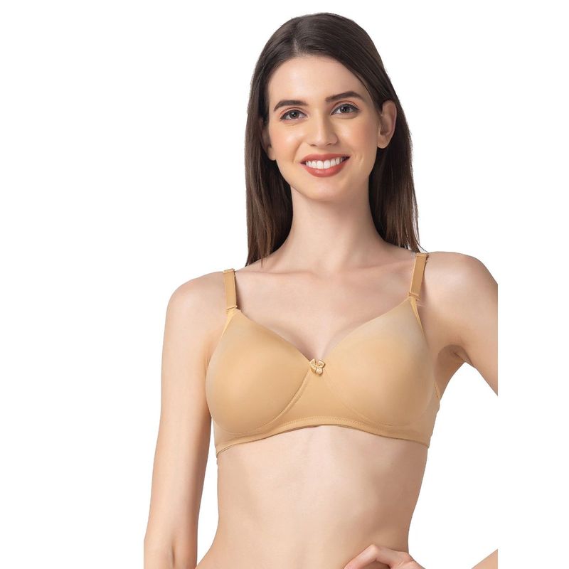 Candyskin Women Nude Lightly Padded Non Wired Nylon Bra (36B)