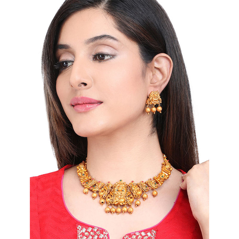 Buy Yellow Chimes Ethnic Temple Jewellery Set Gold Plated Jewelry Set