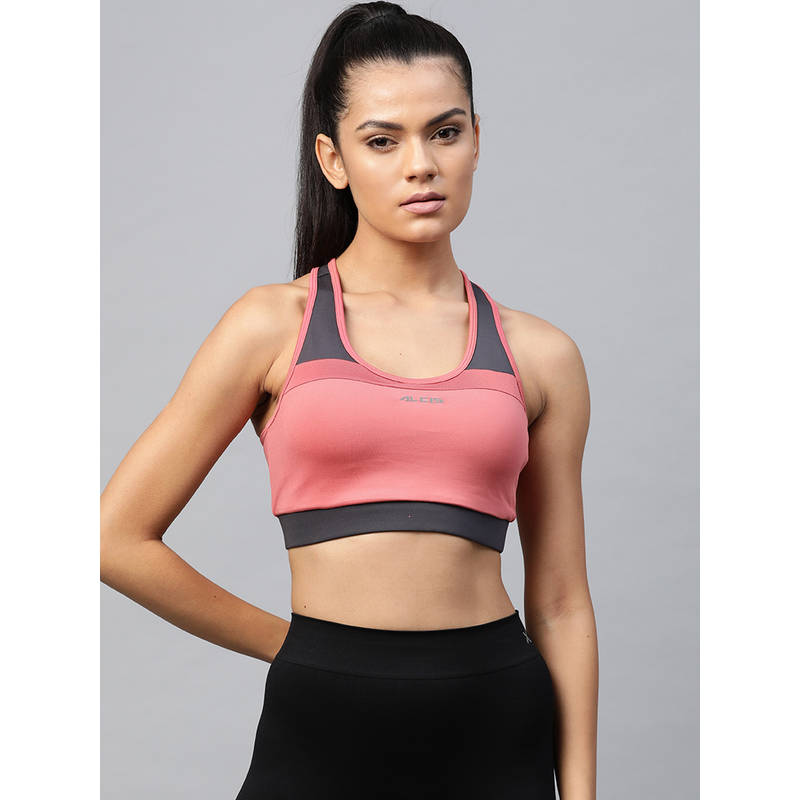 Alcis Women Pink Full Coverage Lightly Padded Workout Bra WAA20R151530 (L)