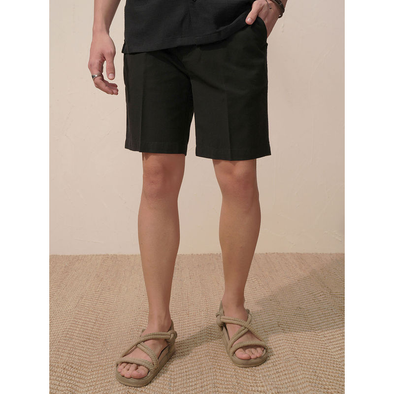 HIGHLANDER Men Black Solid Relaxed Fit Shorts (30)