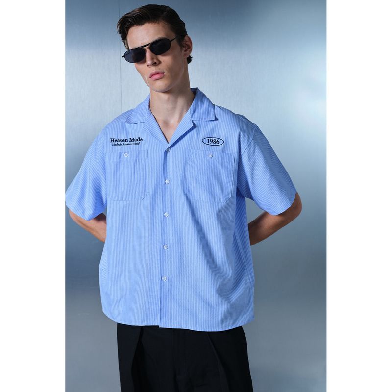 Bonkers Corner Heaven Made 1986 Striped Men's Blue Shirt (S)