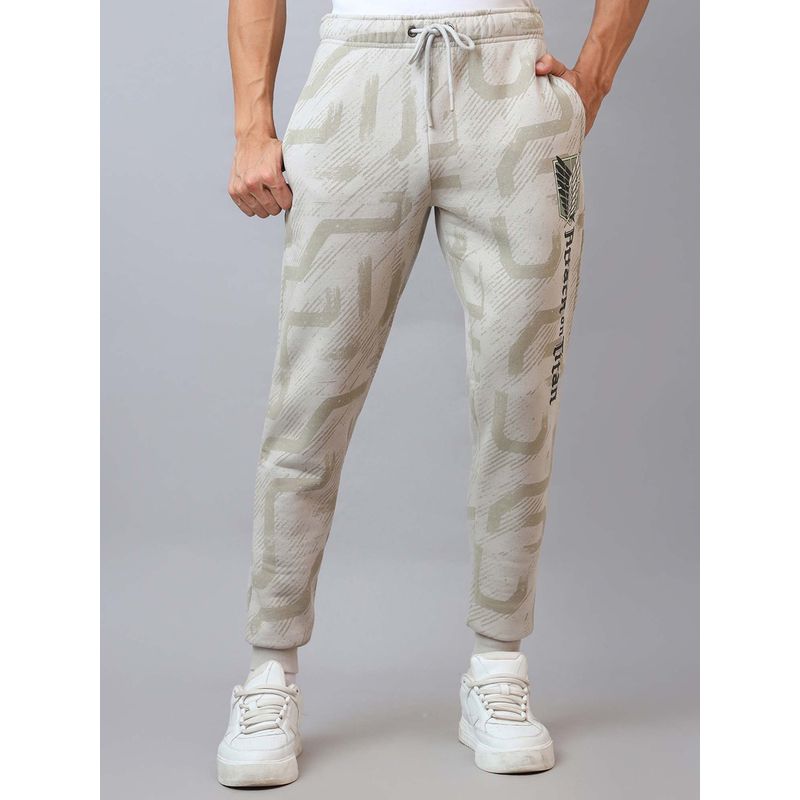 Free Authority Official Attack On Titan Anime Printed Grey Regular Fit Joggers (L)