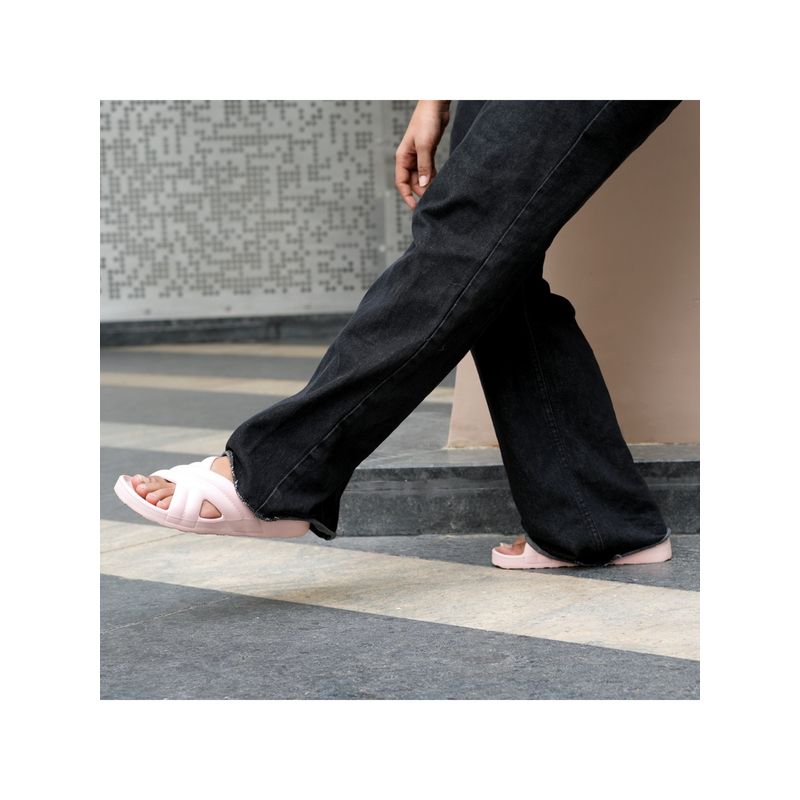 SOLETHREADS Comfy Pink Solid Women Slides (UK 6)