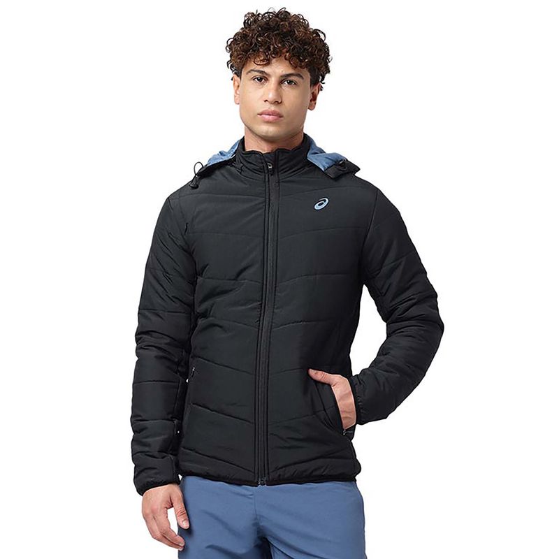Asics Men Black Puffer Detachable Hood Jacket2 (S)