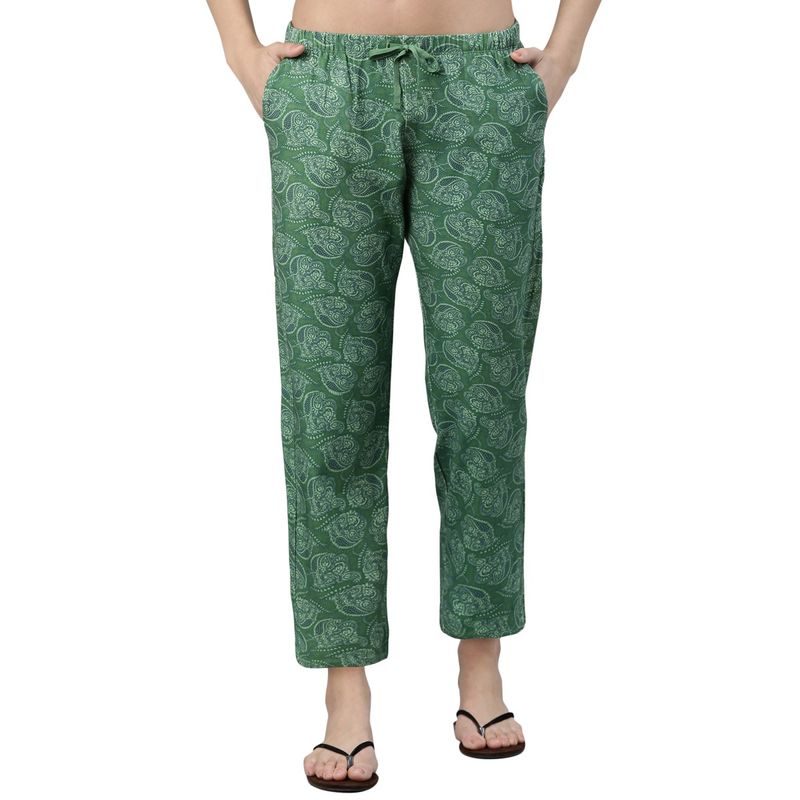 Enamor E4A4 Mid-Rise Straight Leg Basic Home Pant for Women with All Over Print (XL)
