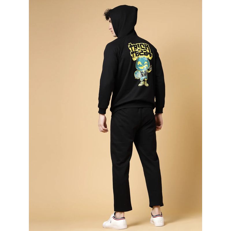 RIGO Men Black Trick Or Treat Hoodie and Trackpant (2XL)