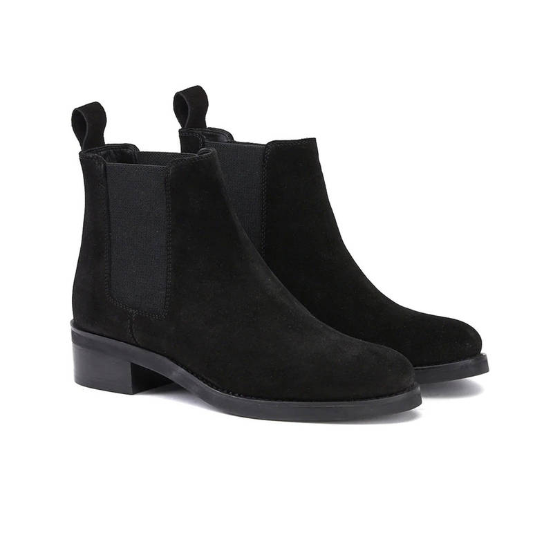 Saint G Solid Black Leather Slip On Ankle Boots (EURO 36)