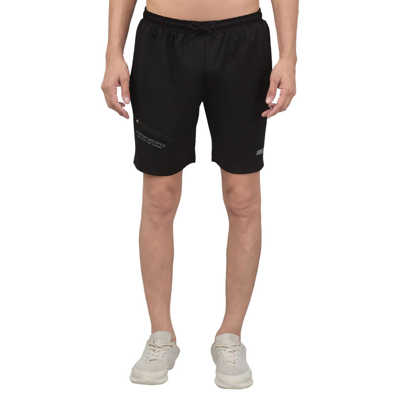 Cantabil Men Black Solid Stretchable Activewear Shorts (M)