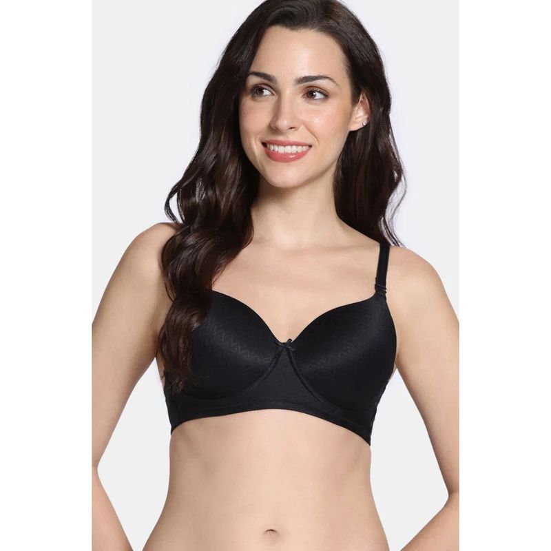 Zivame Shimmering Secrets Padded Non Wired 3/4Th Coverage T-Shirt Bra - Anthracite (34C)