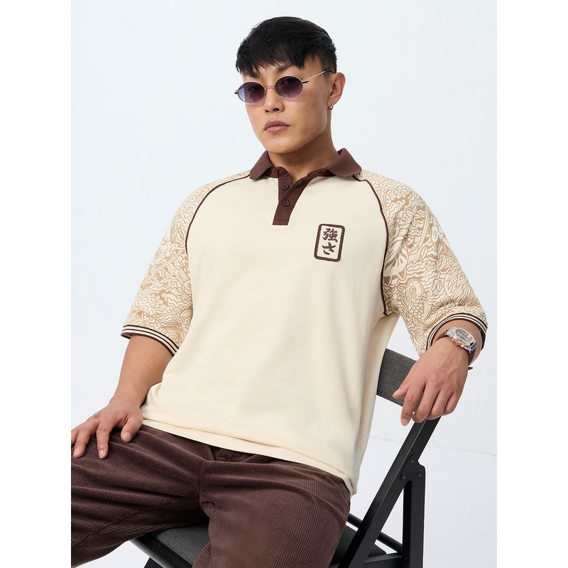 The Souled Store Oversized Japan Men Oversized Polo T-Shirt (XL)