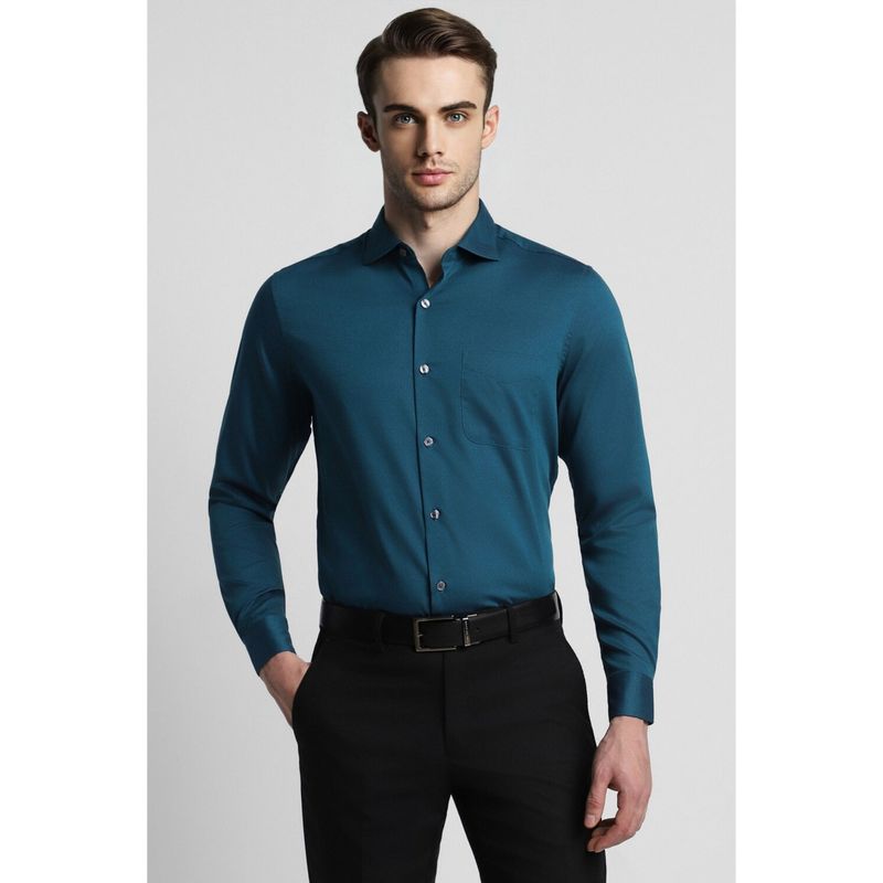 Peter England Men Blue Slim Fit Solid Full Sleeves Formal Shirt (38)