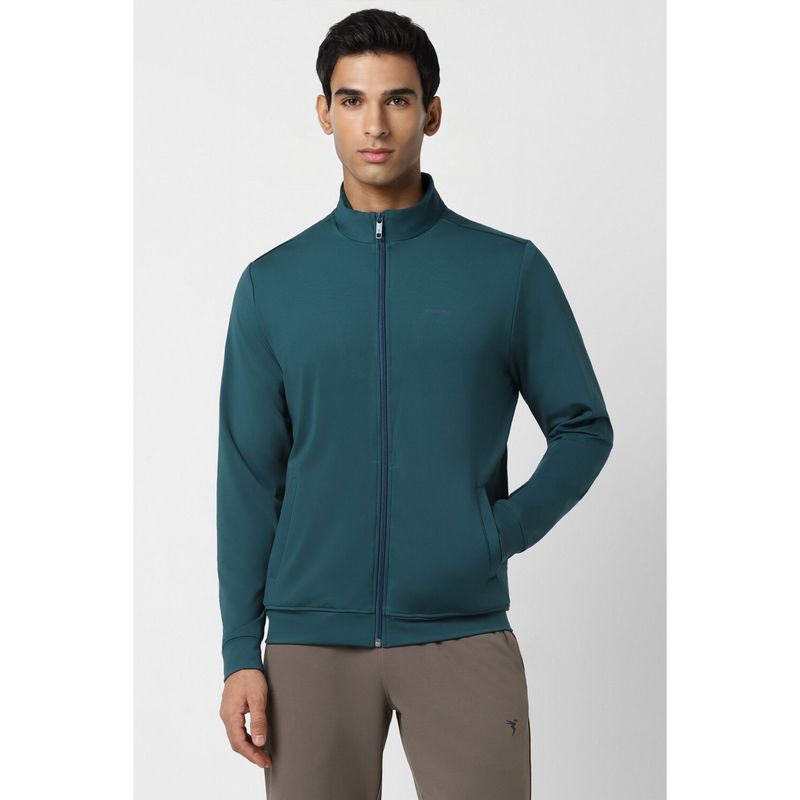 Van Heusen Men Teal Solid Casual Jacket (XL)