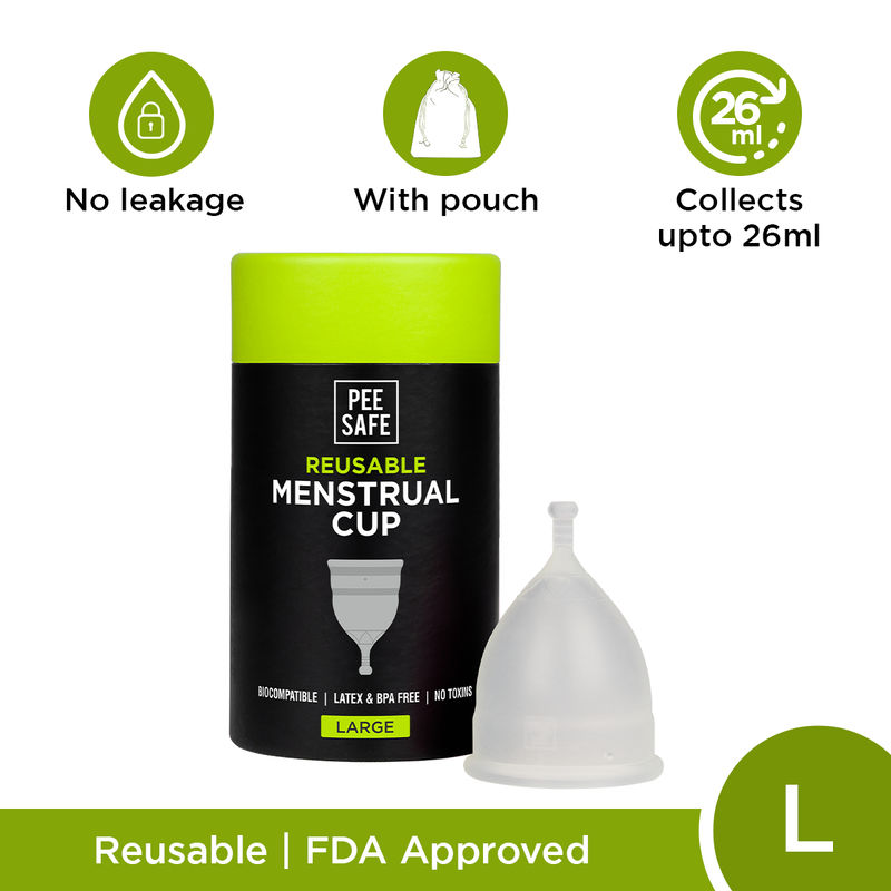 Pee Safe Reusable Menstrual Cup (Large) - No leakage,Rash-Free & Upto 12 Hours protection