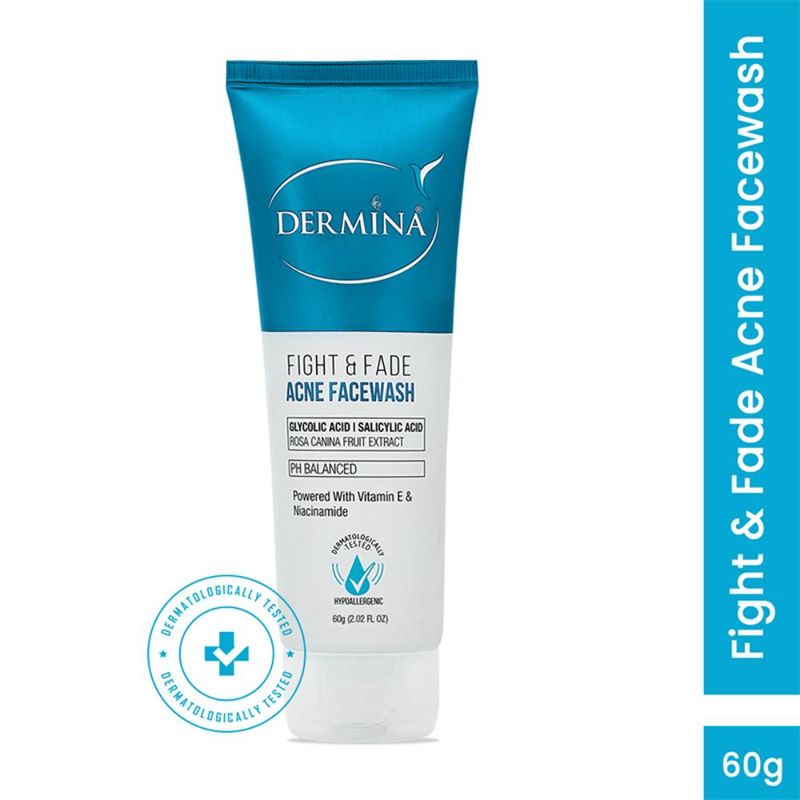 DERMINA Fight & Fade Acne Facewash With Glycolic & Salicylic Acid For Acne Free Skin - All Skin Type