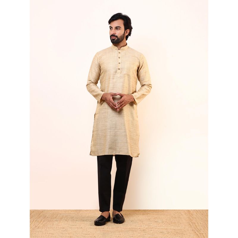 SATWAA Classic Beige Khadi Men Kurta (38)